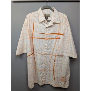 Clench Shirt Mens XL White Orange Grid Graphic Five Borough Classics Button Down
